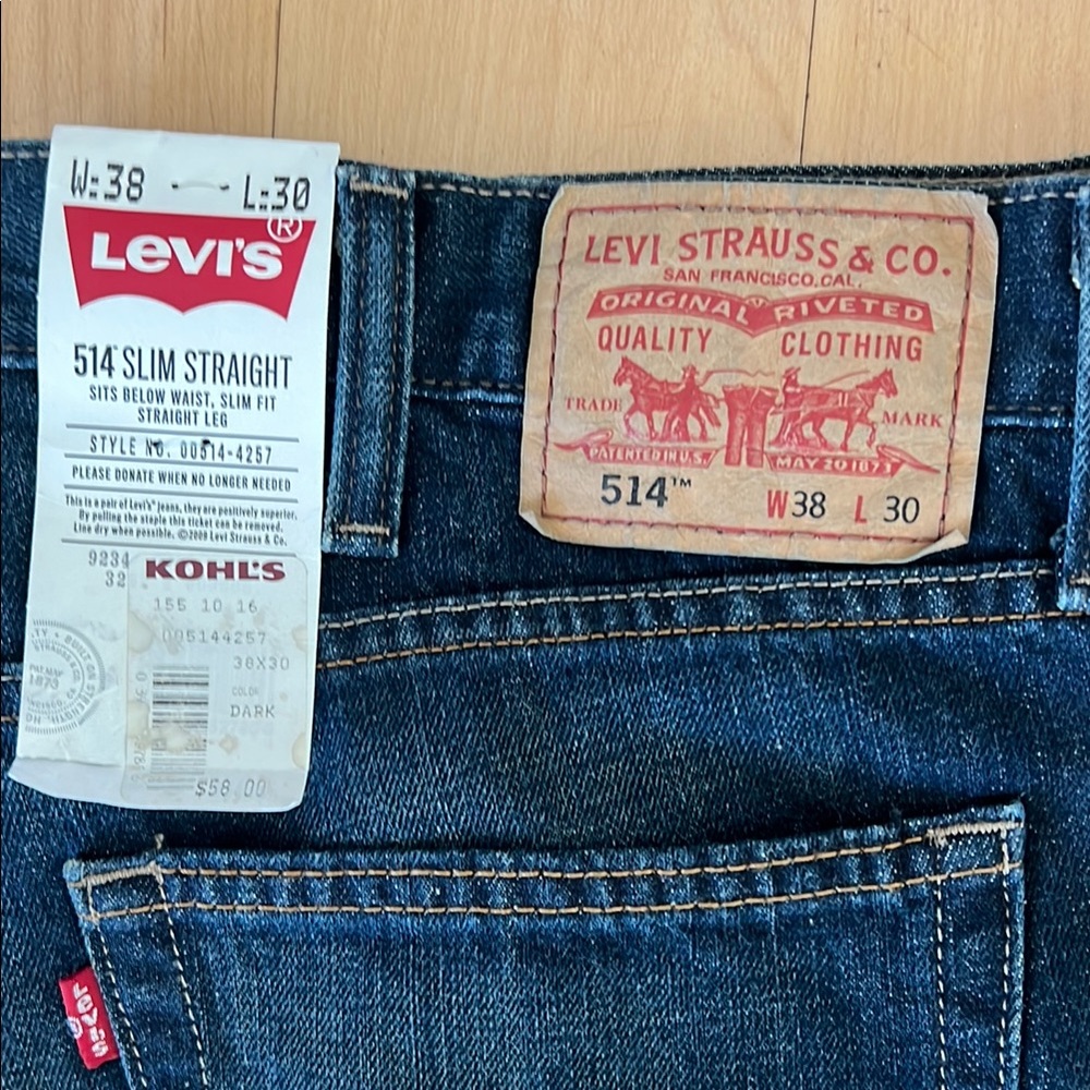514 Levi's Slim Straight 38x30 - Picture 9 of 11